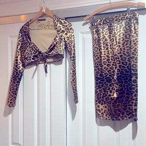 Naked Wardrobe matching leopard skirt and top